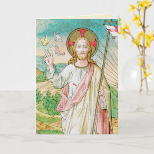 Carte Le Christ ressuscité avec les papillons Pâques