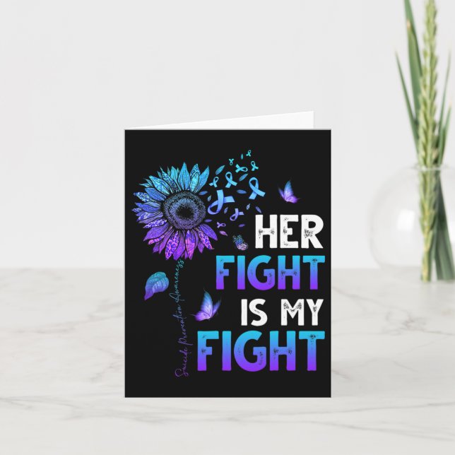 Carte Le Combat Est Mon Combat Turquoise Et Purple Ribbo (Devant)