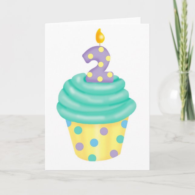 Carte Le deuxième anniversaire du bébé - cupcake (Devant)