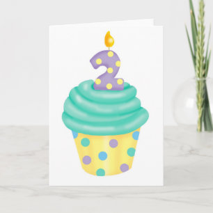 Carte Le deuxième anniversaire du bébé - cupcake