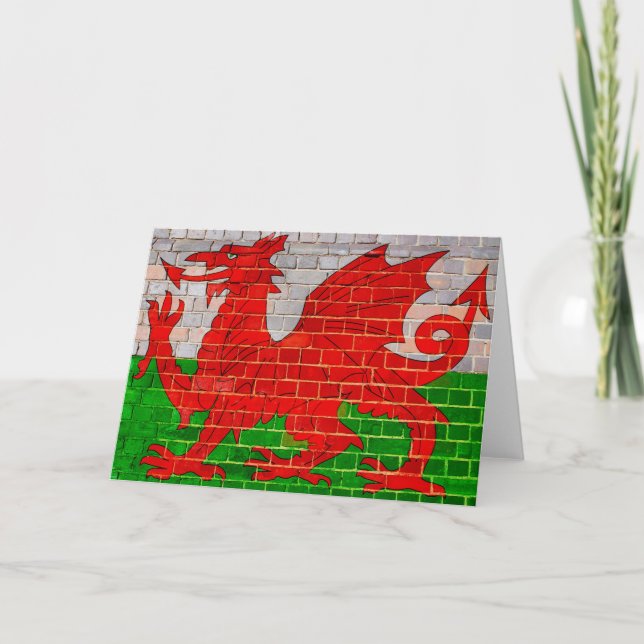 Carte Le drapeau du Pays de Galles sur un mur en brique (Devant)