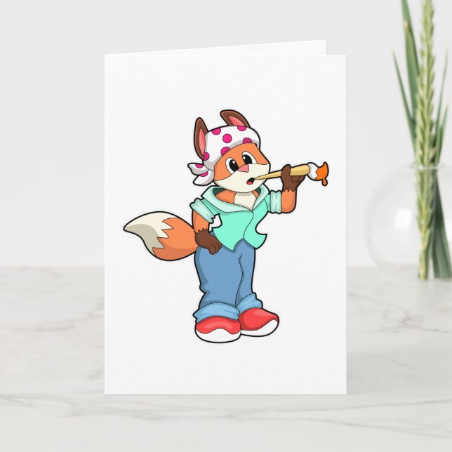Carte Le Fox comme peintre avec pinceau et couleur (Devant)