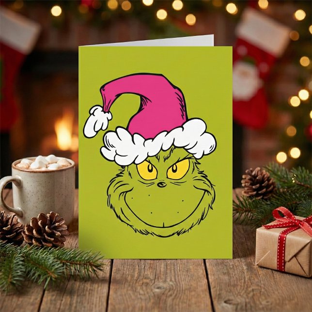 Carte Le Grinch avec un chapeau de Père Noël rose (Créateur téléchargé)