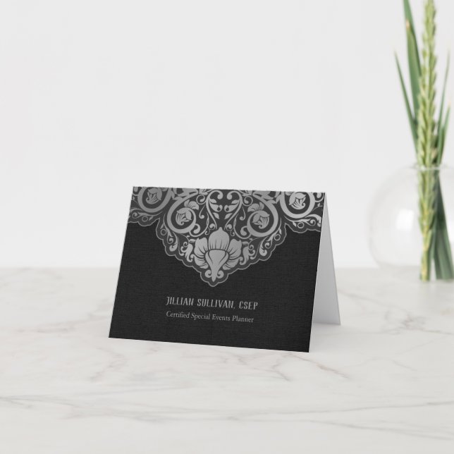 Carte Le gris abstrait chic sur le noir tourbillonne (Devant)