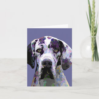 Carte Le harlequin coloré great dane font face