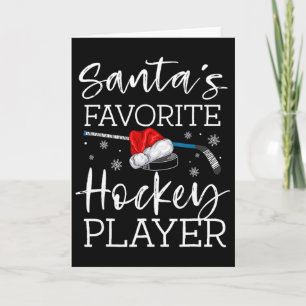 Carte Le joueur de hockey préféré du Père Noël drôle Pyj