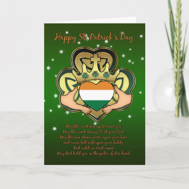 Carte Le jour Claddagh, shamrock de St Patrick, (Devant)