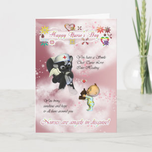 Carte Le jour de l'infirmière petit bébé mignon et la mi