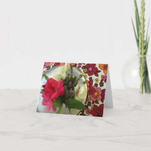 Carte Le jour de mère heureux : Fleurs et tissu vintage