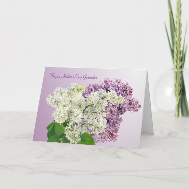 Carte Le jour de mère. Marraine. Le lilas fleurit la (Devant)