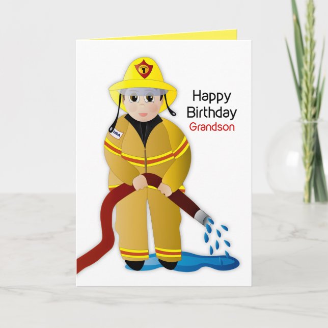 Carte Le Jour du Birthday Grandson Firefighter (Devant)