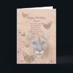 Carte Le Jour du Birthday, Sister, Cougar et Butterflies<br><div class="desc">The steady green eyes of a cougar stares out of a background of muted peach and pink. Butterflies and flowers decorate the edge of the image. With the main parts of the image faded into the background, the overall appearance is soft and dreamy which is in contrast to the fierceness...</div>