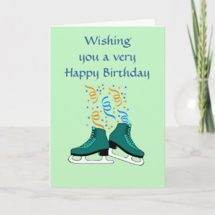 Carte Le joyeux anniversaire avec iceskates et des