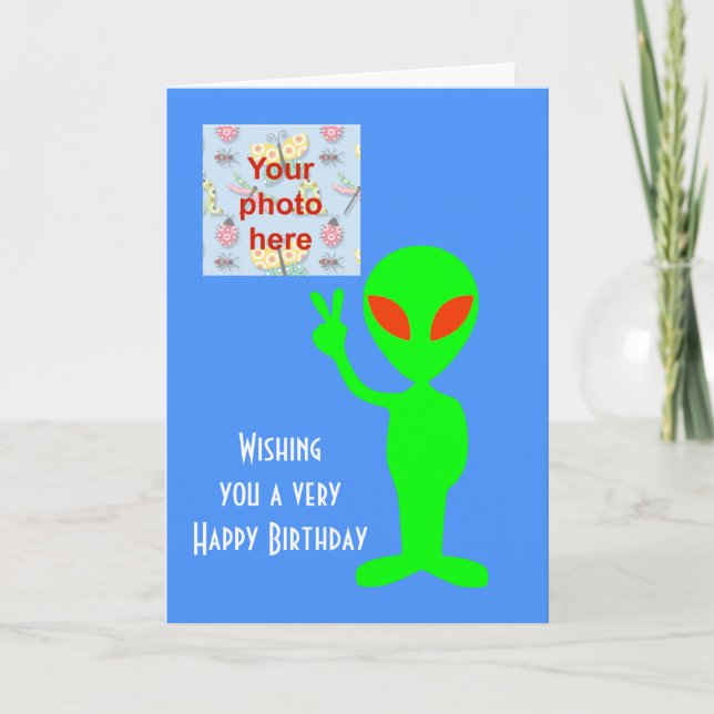 Carte Le joyeux anniversaire avec l'alien martien (Devant)