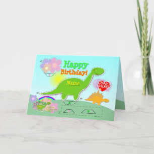 Carte Le joyeux anniversaire Dino 3D nommé a coupé et