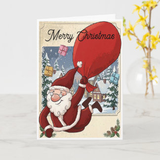 Carte Le joyeux survol de Noël par le Père Noël