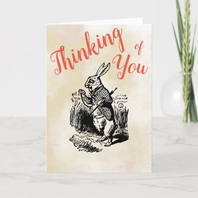 Carte Le lapin blanc Alice au pays des merveilles Penser (Devant)