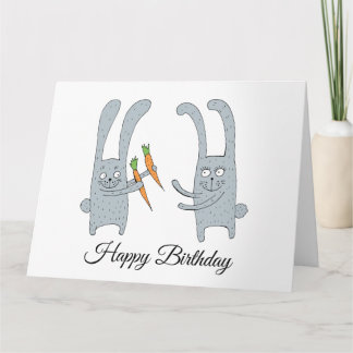 Carte Le lapin donne à la hase une carotte pour son anni