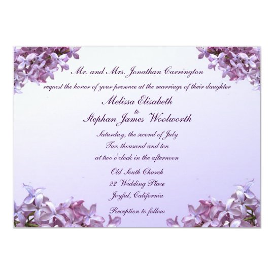 Carte Le lilas floral fleurit le mariage