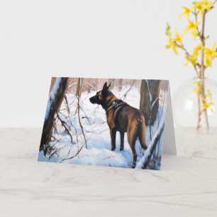 Carte Le Malinois Belge Laisser Neige Noël