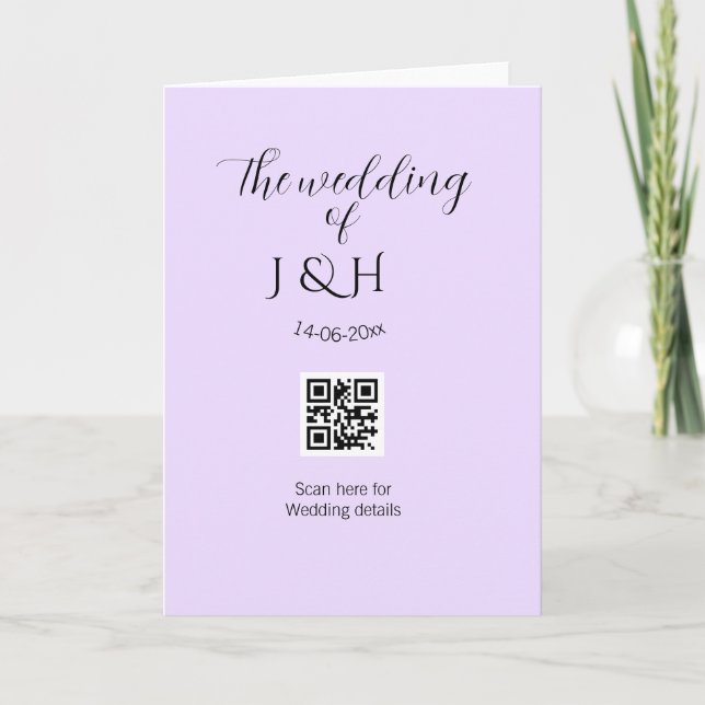 Carte Le mariage du nom du couple QR code scan détail (Devant)