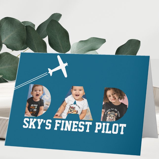 Carte Le meilleur pilote de Sky, photo DAD et avion Anni (Créateur téléchargé)