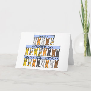 Carte Le même jour Jour Mutuel Anniversaire Cartoon Cats
