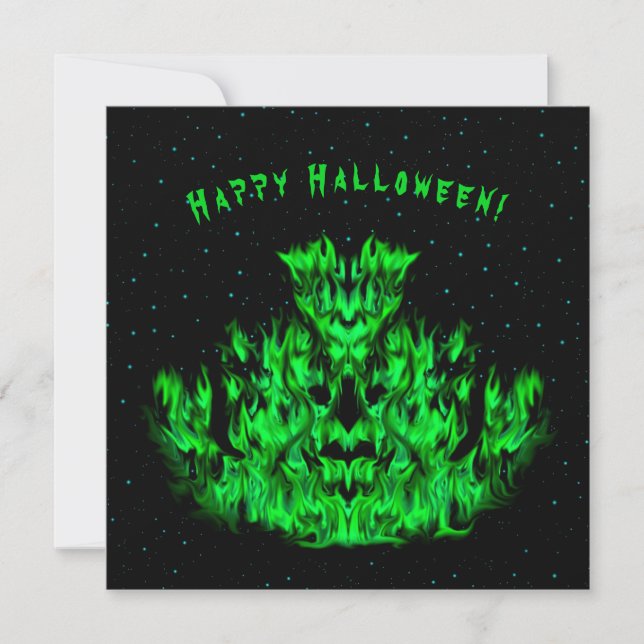 Carte Le monstre de flamme vert dans le ciel étoilé (Devant)