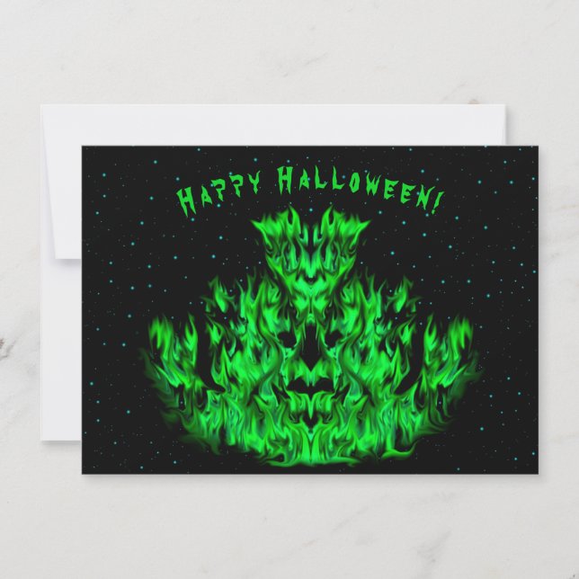 Carte Le monstre de flamme vert dans le ciel étoilé (Devant)
