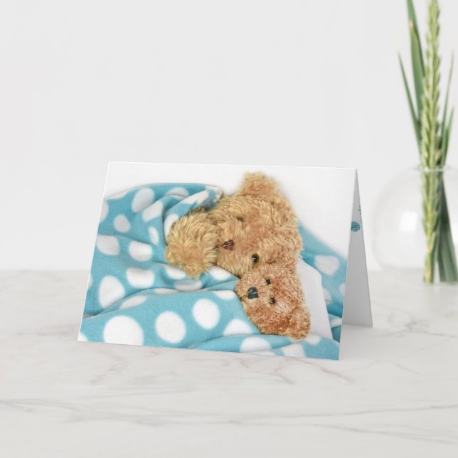 Carte le nounours dans le lit obtient bien bientôt (Devant)