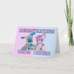 Carte Le nouveau bébé jumelle des félicitations
