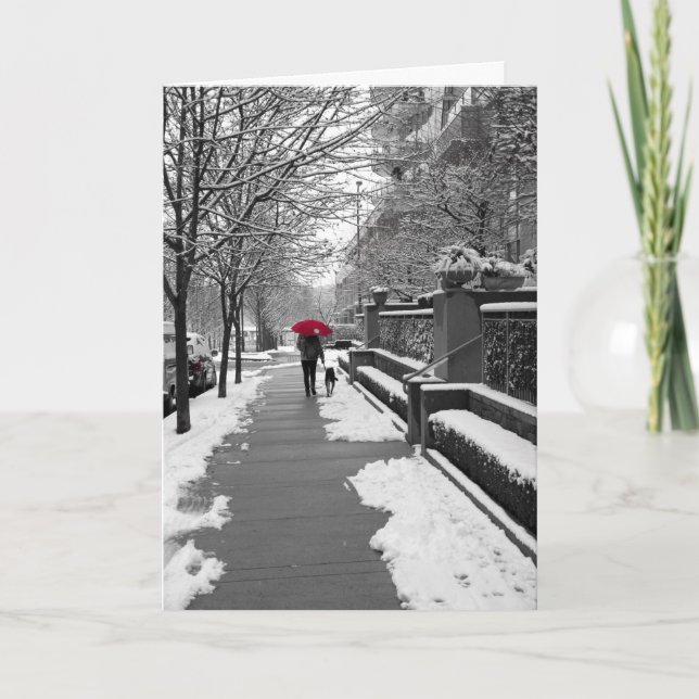 Carte Le parapluie rouge (Devant)