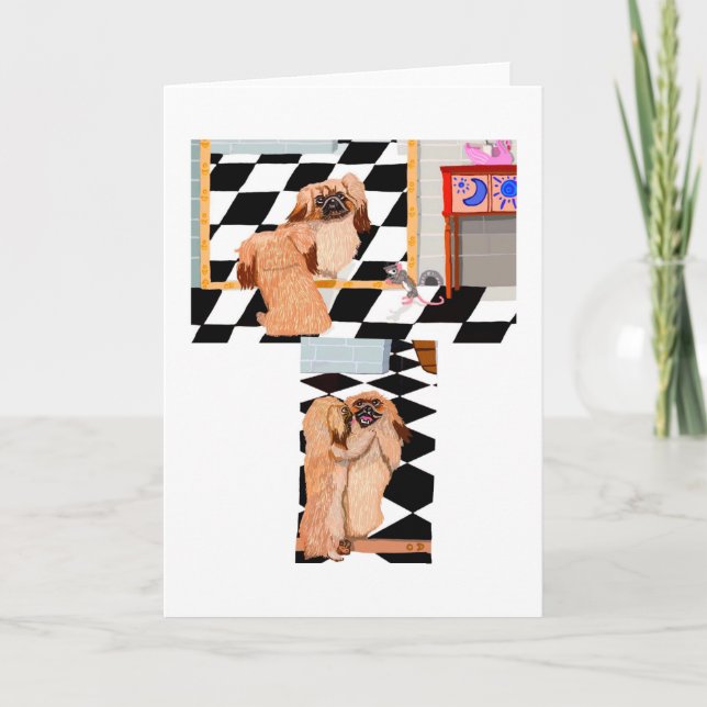 Carte Le Pekingese Et Le Miroir (Devant)