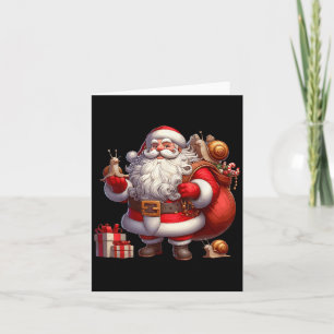Carte Le Père Noël américain tient un escargot présent N