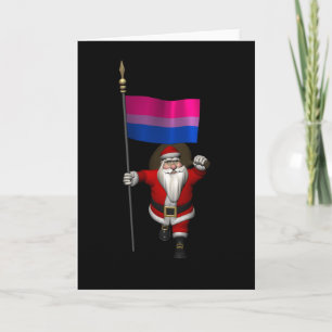 Carte Le Père Noël appuie la bisexualité sur le drapeau