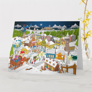 Carte Le père Noël arrive au village 