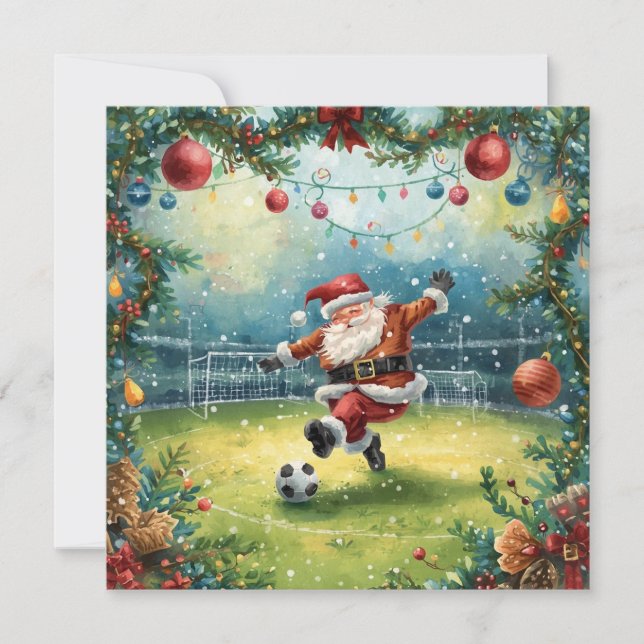 Carte Le Père Noël joue au football dans le champ de Noë (Devant)