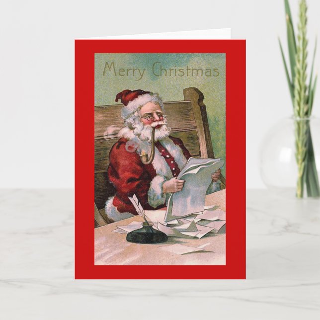 Carte "Le Père Noël lit des lettres de Noël" (Devant)