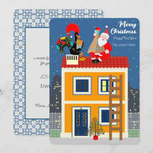 Carte Le Père Noël rencontre le Coq portugais