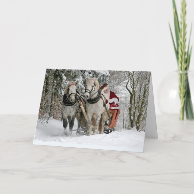 Carte Le Père Noël se déplace dans un traîneau à cheval (Devant)