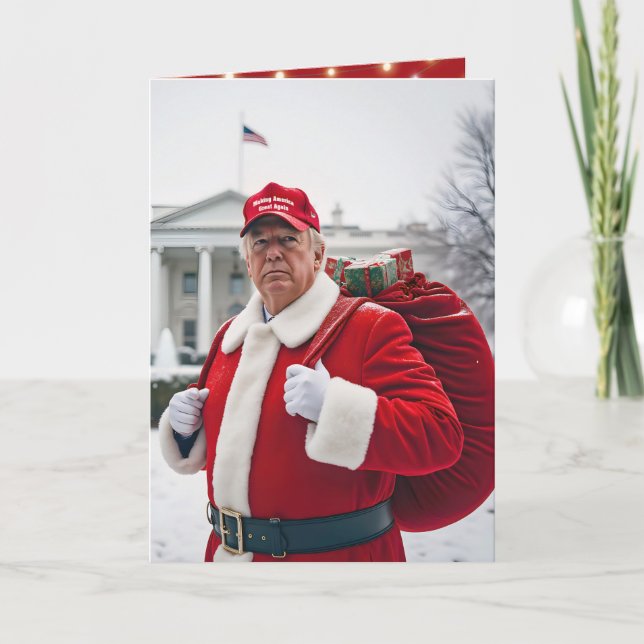 Carte Le Père Noël Trump avec sac rouge (Devant)