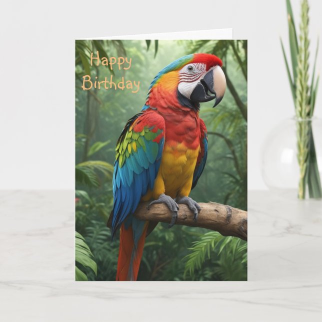 Carte Le perroquet de Macaw dans la jungle (Devant)