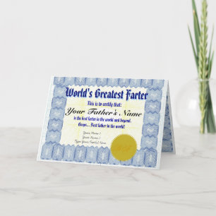Carte Le plus grand certificat du monde de Farter Père P