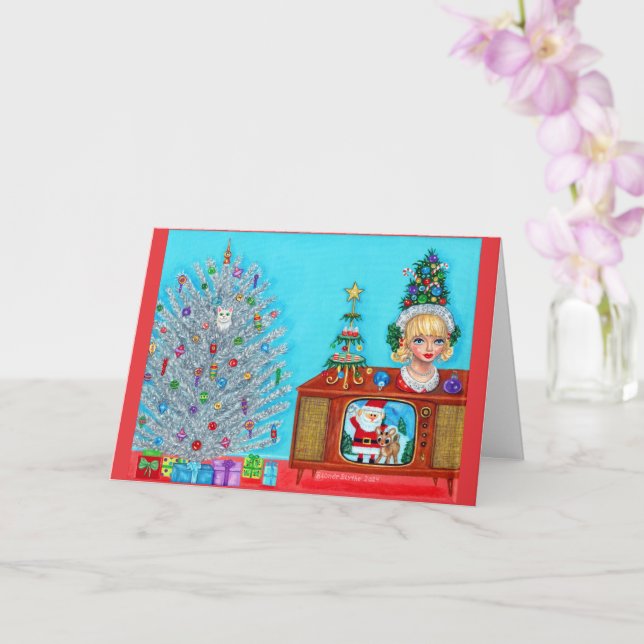 Carte Le premier arbre de Noël de KItty Vase de tête Pèr (Orchidée)
