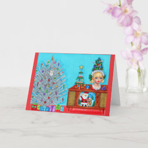 Carte Le premier arbre de Noël de KItty Vase de tête Pèr