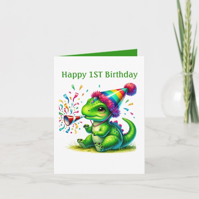 Carte Le premier dinosaure d'anniversaire du bébé Unisex (Devant)