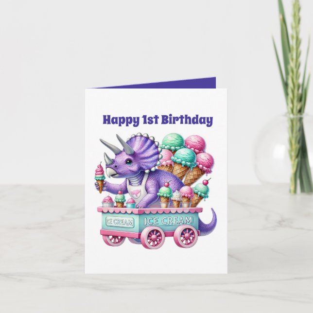 Carte Le premier dinosaure d'anniversaire du bébé Unisex (Devant)