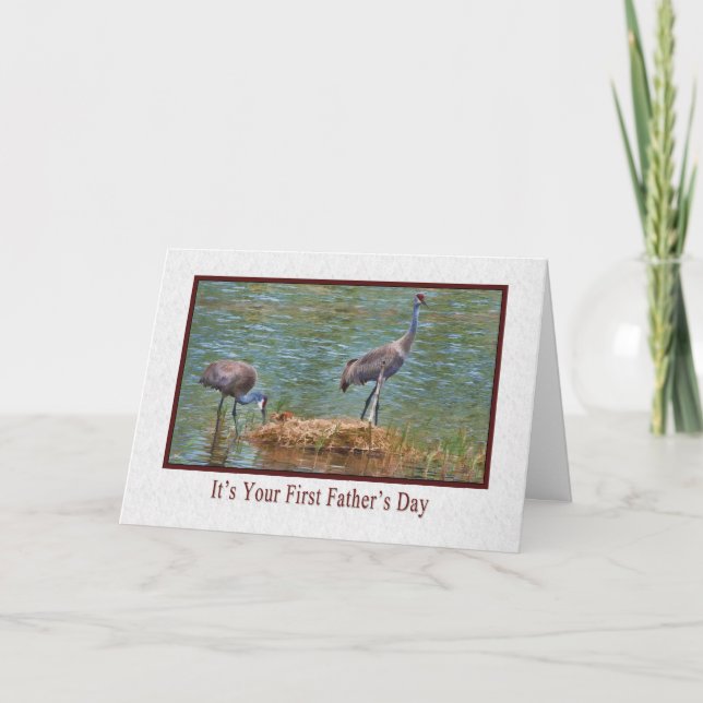 Carte Le premier jour des filles, Sandhill Crane Family (Devant)