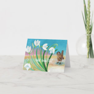 Carte Le printemps arrive - Oiseau troglodyte et perce-n
