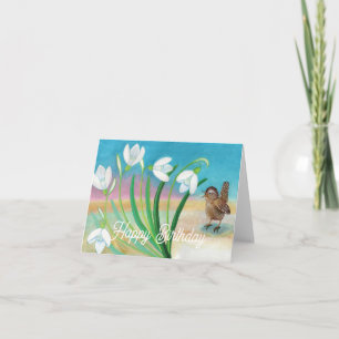 Carte Le printemps arrive - Troglodyte et perce-neige